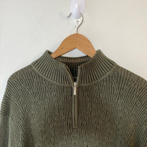 Tommy Bahama Cotton Knit Sweater Long Sleeve 1/4 Zip Mock Neck Preppy Academia - Picture 2 of 7